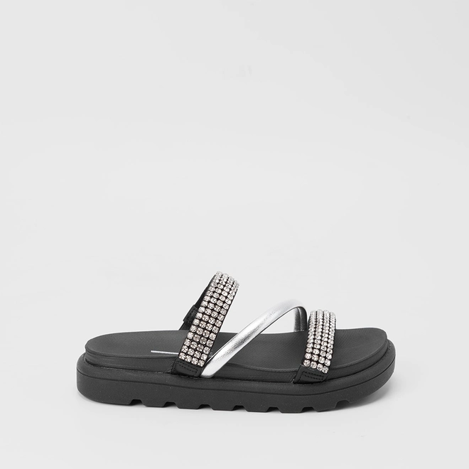 Tamanco Papete Feminino Vizzano Strass Tira Metalizada Preto