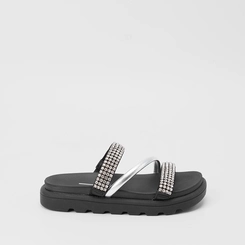 Tamanco Papete Feminino Vizzano Strass Tira Metalizada Preto