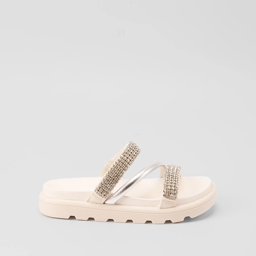 Tamanco Papete VizzanoTiras Metalizada & Strass Off White