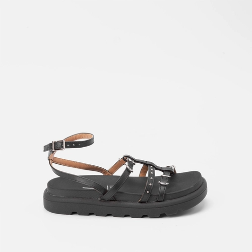 Sandália Papete Vizzano Flatform Detalhe Argola Preto