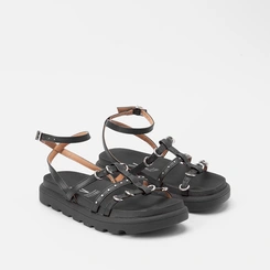 Sandália Papete Vizzano Flatform Detalhe Argola Preto