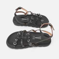 Sandália Papete Vizzano Flatform Detalhe Argola Preto