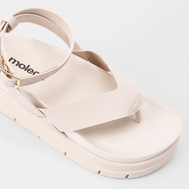Sandália Moleca Plataforma Tiras de Dedo Off White