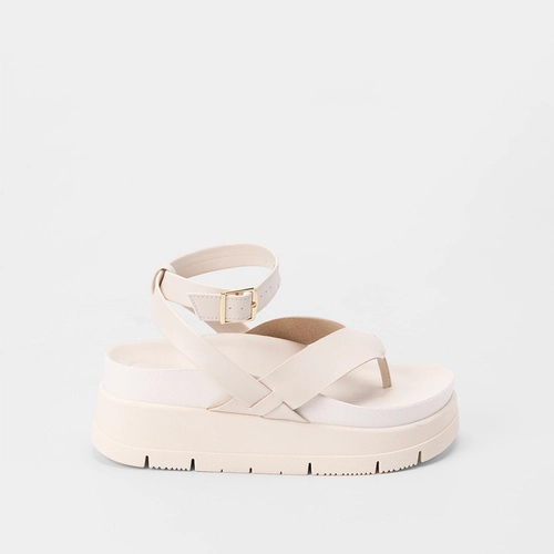 Sandália Moleca Plataforma Tiras de Dedo Off White