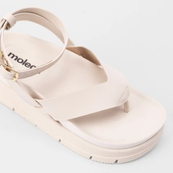 Sandália Moleca Plataforma Tiras de Dedo Off White