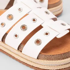 Tamanco Beira Rio Flatform Tressê Tiras Ilhós Branco