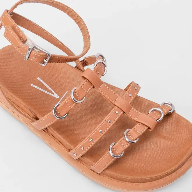 Sandália Papete Vizzano Flatform Detalhe Argola Caramelo