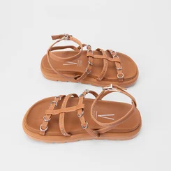 Sandália Papete Vizzano Flatform Detalhe Argola Caramelo