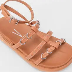 Sandália Papete Vizzano Flatform Detalhe Argola Caramelo