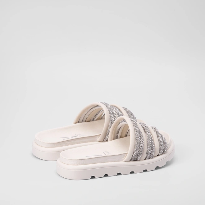 Tamanco Feminino Vizzano Tratorado Tiras Entrelaçadas Strass Branco