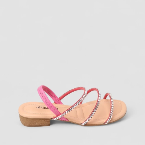 Sandália Feminina Mississipi Multi Tiras Strass Rosa
