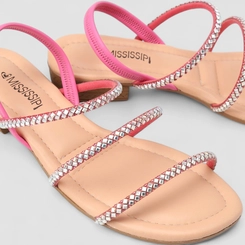 Sandália Feminina Mississipi Multi Tiras Strass Rosa