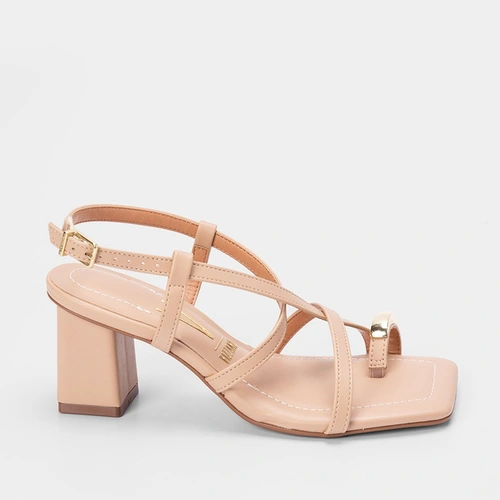 Sandália Vizzano Tiras Slim Detalhe Bold Nude
