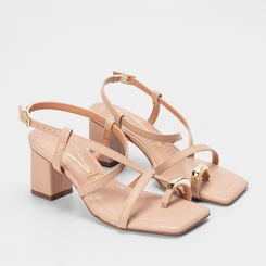 Sandália Vizzano Tiras Slim Detalhe Bold Nude