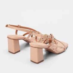 Sandália Vizzano Tiras Slim Detalhe Bold Nude
