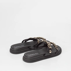 Papete Beira Rio Flat Detalhes Corrente & Rebite Preto