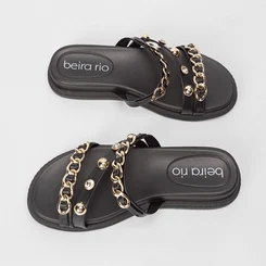 Papete Beira Rio Flat Detalhes Corrente & Rebite Preto