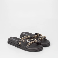 Papete Beira Rio Flat Detalhes Corrente & Rebite Preto