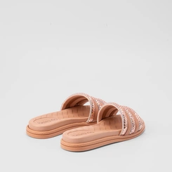 Tamanco Slide Beira Rio Flatform Tiras Pedraria Nude