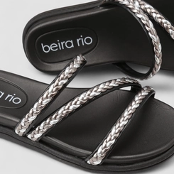 Rasteira Feminina Beira Rio Tiras Trançadas Preto