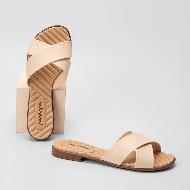 Rasteira Feminina Penélope Tiras Cruzadas Off White