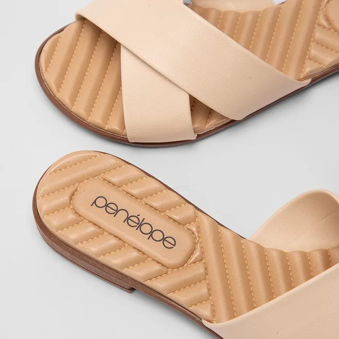 Rasteira Feminina Penélope Tiras Cruzadas Off White