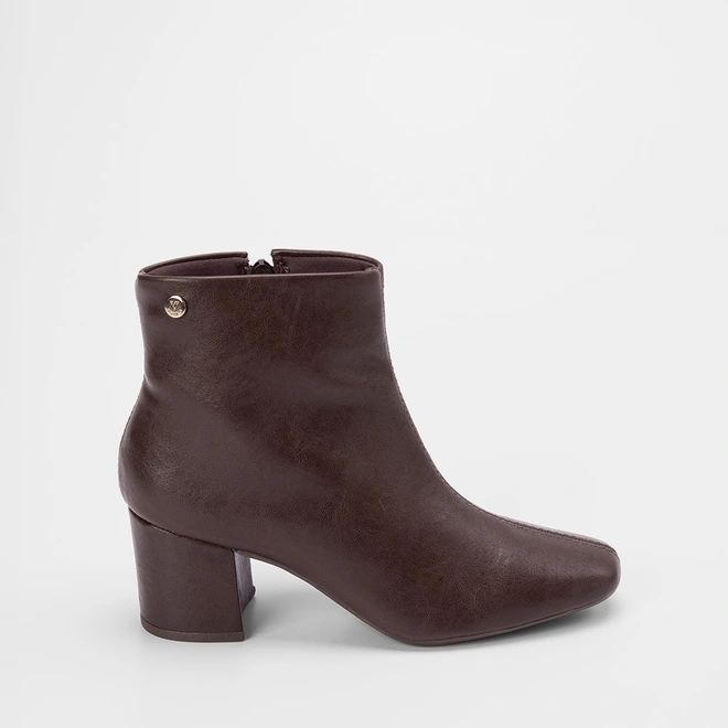 Ankle Boot Feminina Via Uno Salto Bloco Marrom