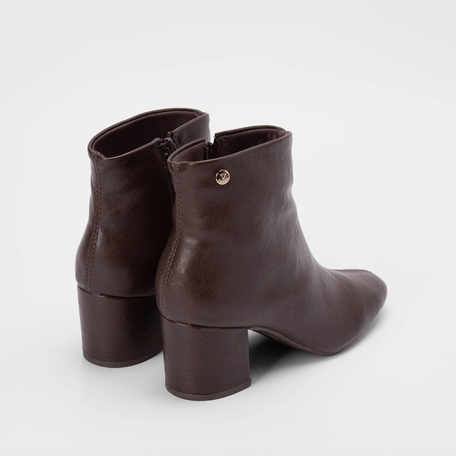 Ankle Boot Feminina Via Uno Salto Bloco Marrom