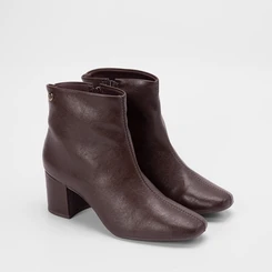 Ankle Boot Feminina Via Uno Salto Bloco Marrom