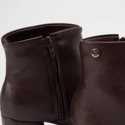 Ankle Boot Feminina Via Uno Salto Bloco Marrom