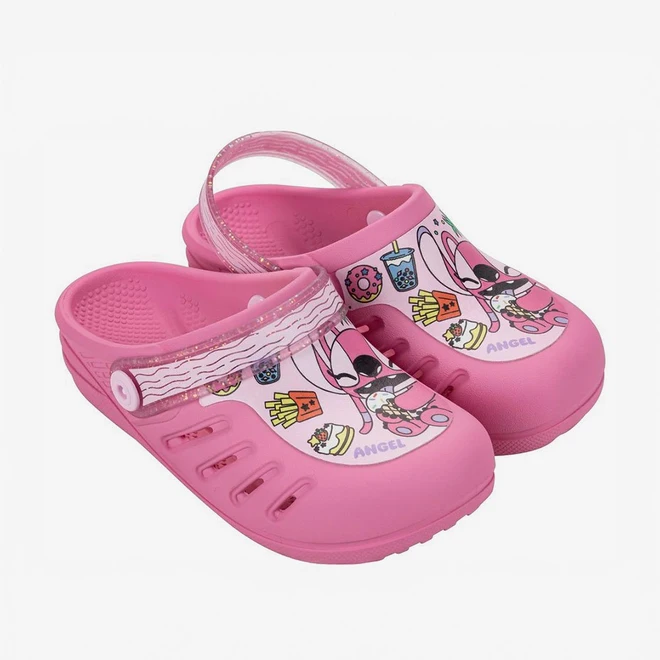 Babuche Infantil Disney Stitch Glitter Rosa