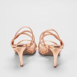 Sandália Via Marte Tiras Pedraria Rose Gold