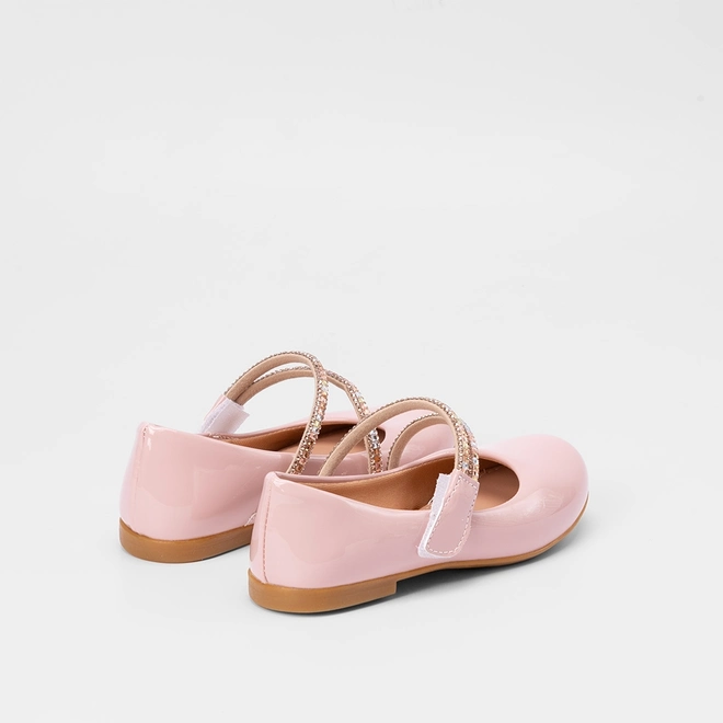 Sapatilha Boneca Infantil Gabrielinha Tiras Pedraria Verniz Rosa