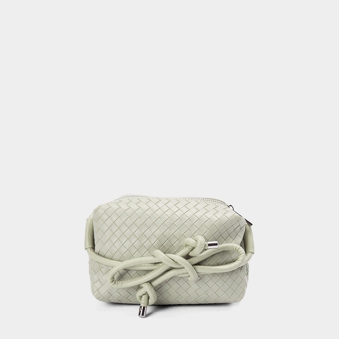 Bolsa Transversal Penélope Pequena Tressê Detalhe Alça Nó Verde