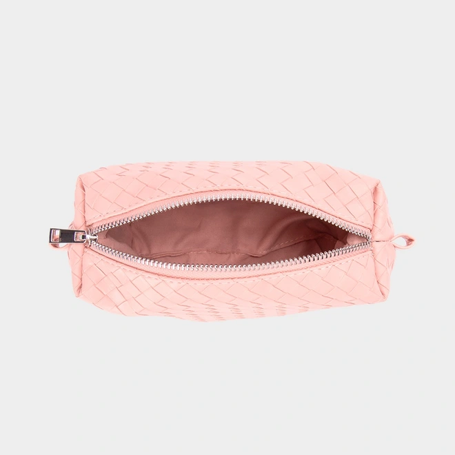 Bolsa Transversal Penélope Pequena Tressê Detalhe Alça Nó Rosa