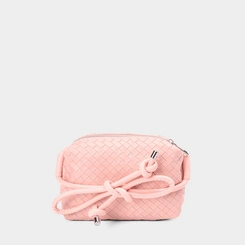 Bolsa Transversal Penélope Pequena Tressê Detalhe Alça Nó Rosa