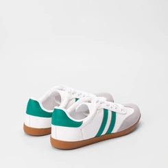 Tênis Penélope Casual Feminino Detalhe Recorte Nobuck Verde & Branco