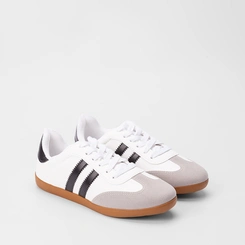 Tênis Casual Feminino Penélope Detalhe Recorte Nobuck Preto & Branco