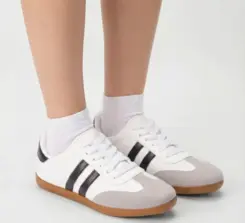Tênis Casual Feminino Penélope Detalhe Recorte Nobuck Preto & Branco