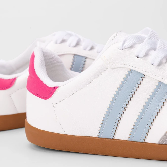 Tênis Penélope Casual Feminino Detalhe Recorte Nobuck Rosa & Branco