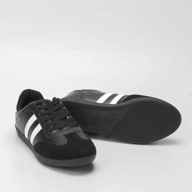 Tênis Penélope Casual Feminino Detalhe Recorte Nobuck Preto