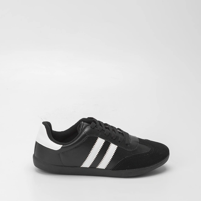 Tênis Penélope Casual Feminino Detalhe Recorte Nobuck Preto