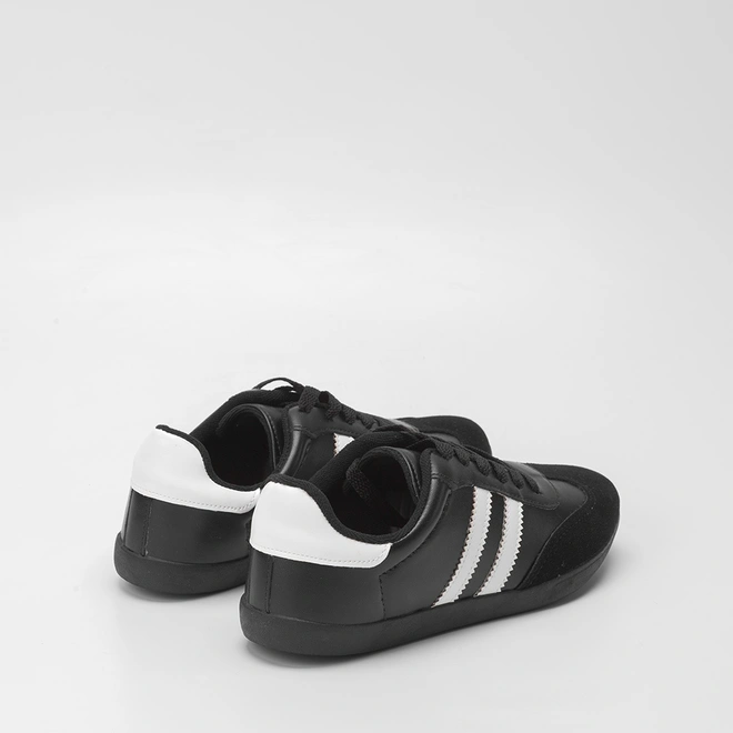 Tênis Penélope Casual Feminino Detalhe Recorte Nobuck Preto