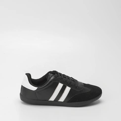 Tênis Penélope Casual Feminino Detalhe Recorte Nobuck Preto