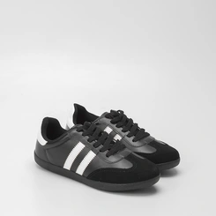 Tênis Penélope Casual Feminino Detalhe Recorte Nobuck Preto