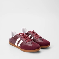 Tênis Penélope Casual Feminino Detalhe Recorte Nobuck Vinho
