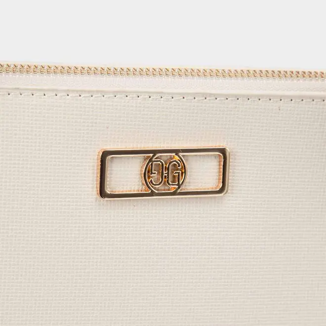 Bolsa Shopping Bag Gabriela Grande Texturizada Off White & Caramelo