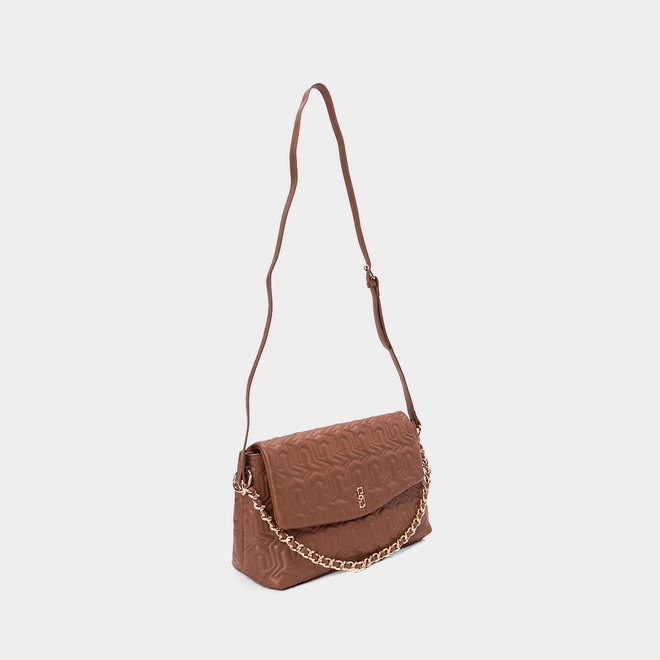 Bolsa Envelope Média Gabriela Monograma Marrom