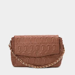 Bolsa Envelope Média Gabriela Monograma Marrom