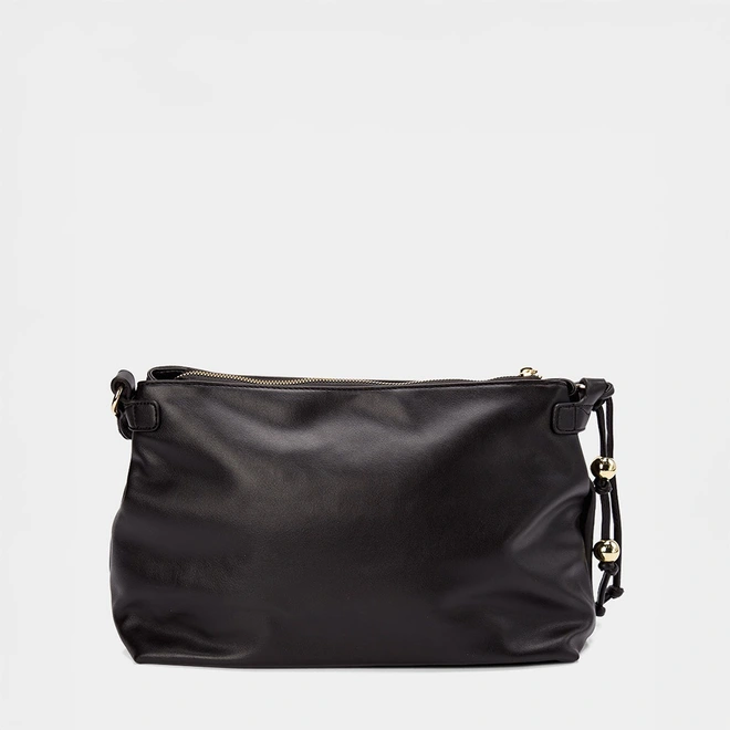 Bolsa De Ombro Média Gabriela Detalhes Esferas & Nó Preto